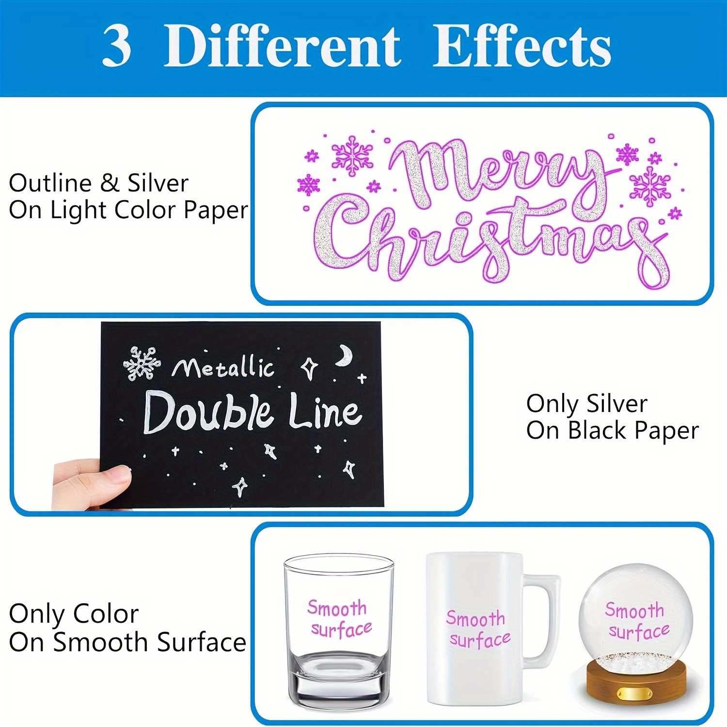 Outline Markers Super Squiggles,12 Colors Double Line Metallic Pen Set  Sparkle Self-Outline Doodle Marker Cool Magic Silver Glitter Dazzle Pen