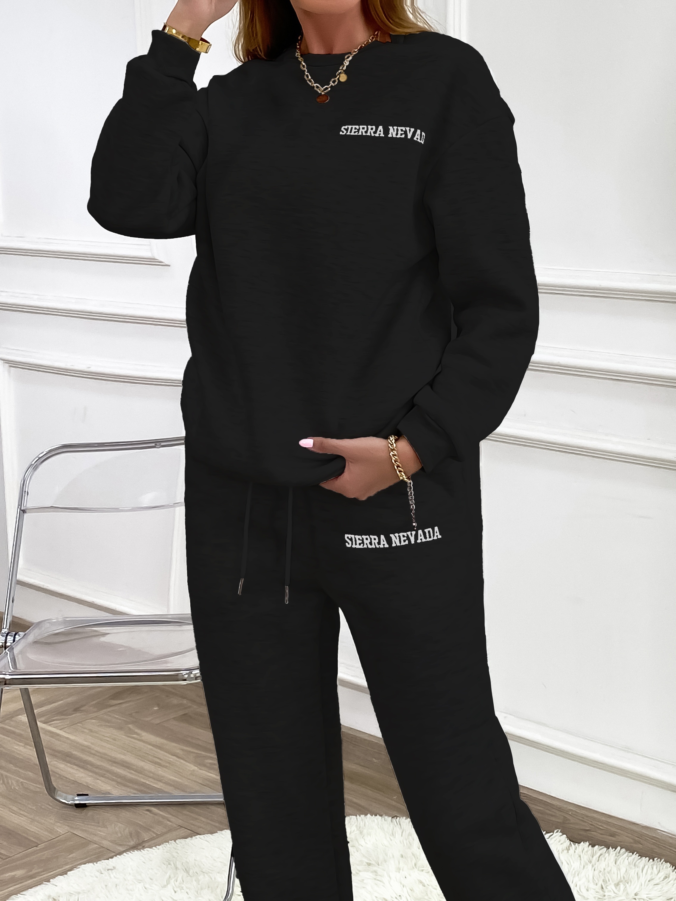 NALANISA Women's 2 Piece Outfits Tracksuit Casual Crewneck Long Sleeve  Sweatshirt Tops Jogger Pants lounge Sets Sweatsuit : : Clothing,  Shoes