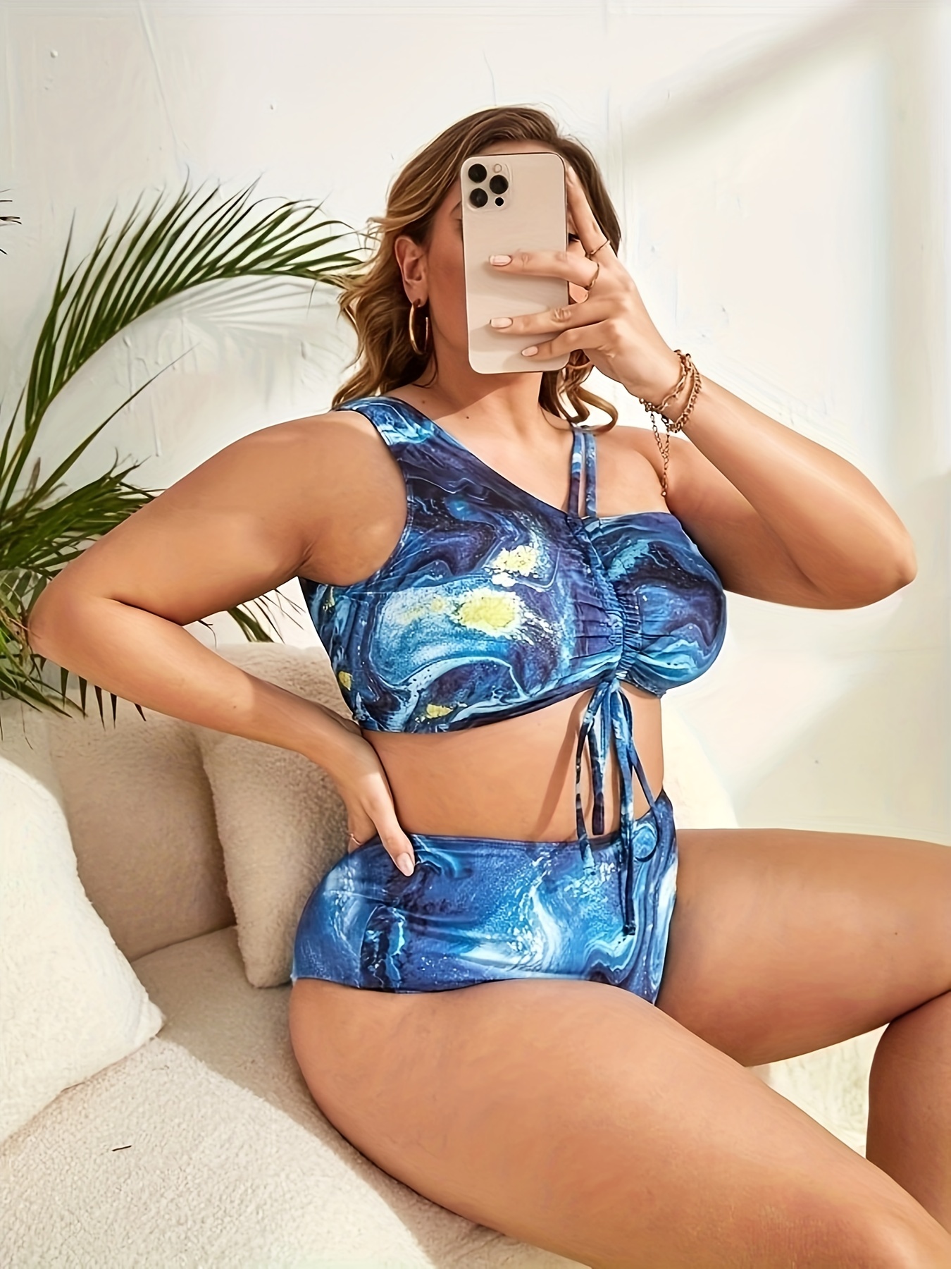 Plus Size Sexy Bikini Set Women's Plus Galaxy Print - Temu