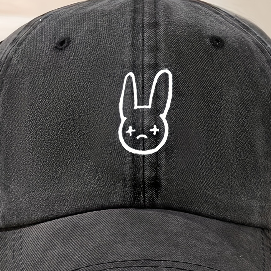 Rabbit Printed Baseball Stylish Washed Dad Hat Outdoor - Temu