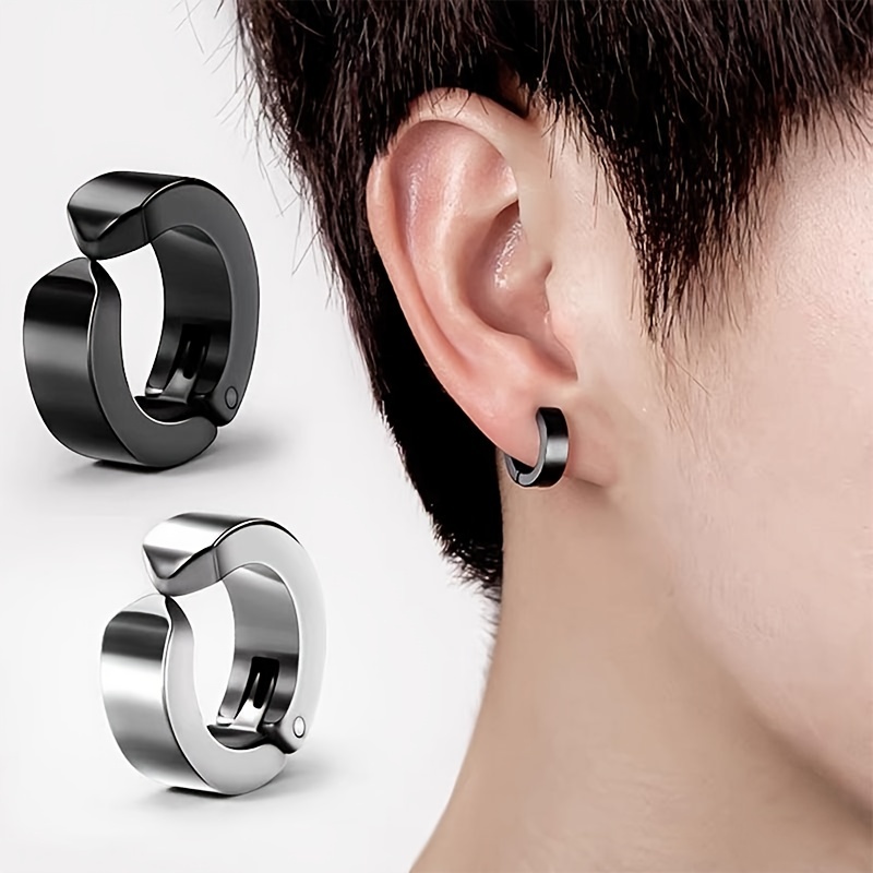 Fashion Magnetic Stud Earrings Men And Women Black Cz Magnet Non-piercing  Clip Earring Set Punk Earrings Jewelry - Temu