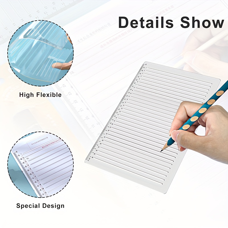  Operitacx 2pcs Line Drawing Ruler Clear Ruler 12 Inch Ruler  Writing Template Drawing Line Erasers for School Ruler Stencil Line  Drawings Line Stencil Office Measuring Ruler Plastic Lettering : Arts