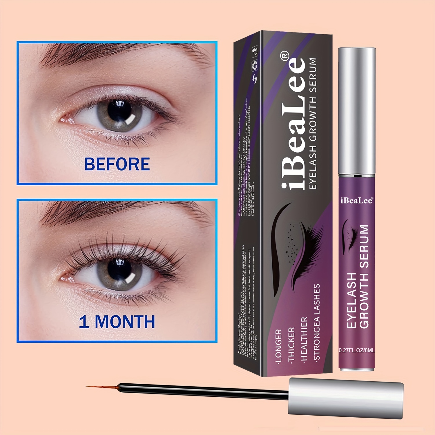 Natural Eyelash Serum for Thicker Eyelashes Faster Growth 8ml