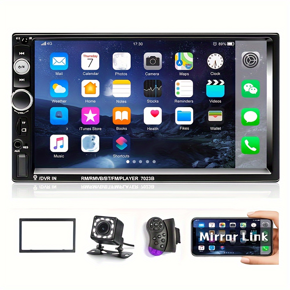 Estéreo para coche, estéreo de coche con pantalla táctil QLED desmontable  de 10 pulgadas, Apple CarPlay, Android Auto, 32 GB, cámara AHD, Bluetooth