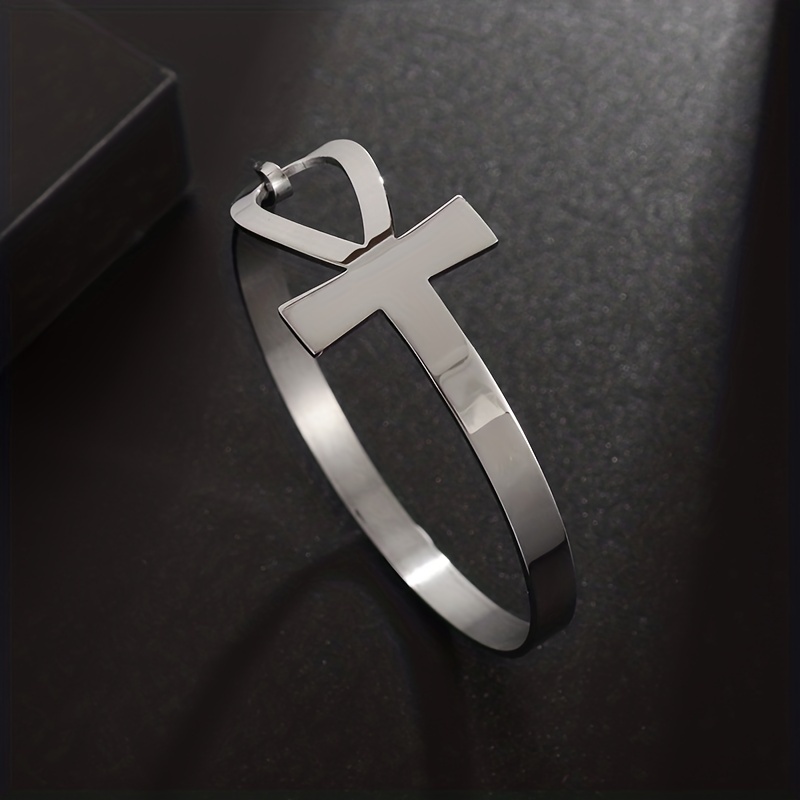 Stainless Steel Cross Bangle - Party Rock Bangle for Men and Women