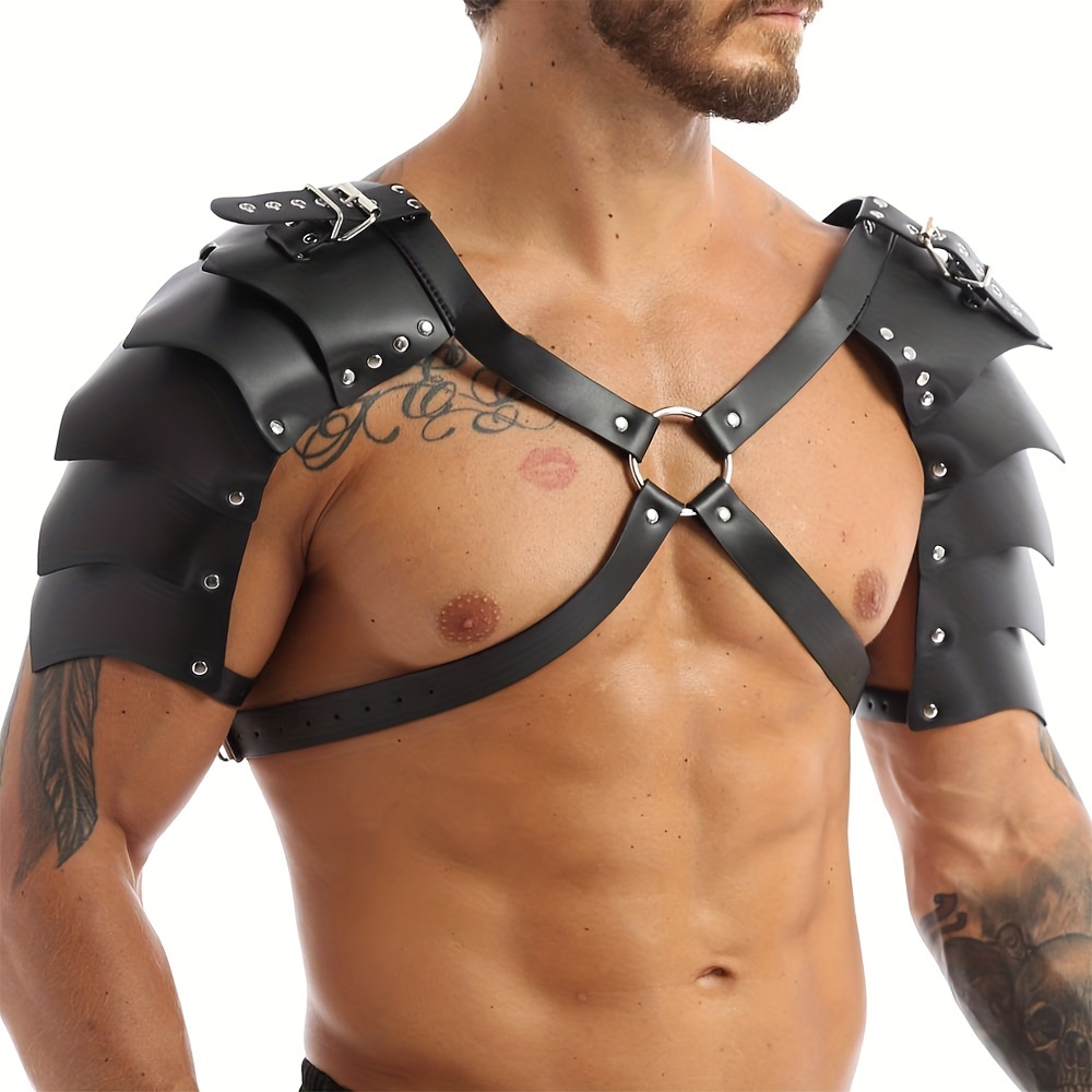 Medieval Retro Men Shoulder Armor Adjustable Faux Leather Guard