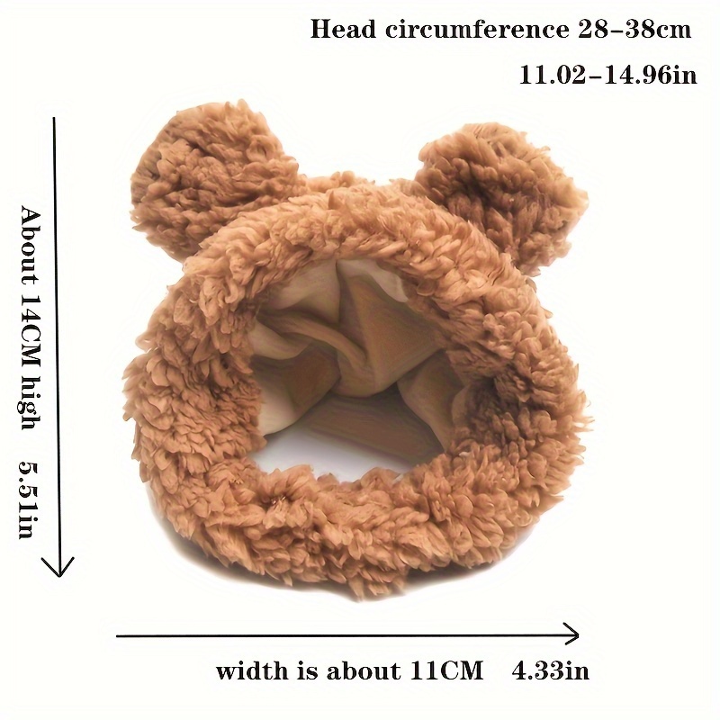 Cute Bear Shaped Cat Hat, Plush Warm Pet Head Cover, Cat Headgear