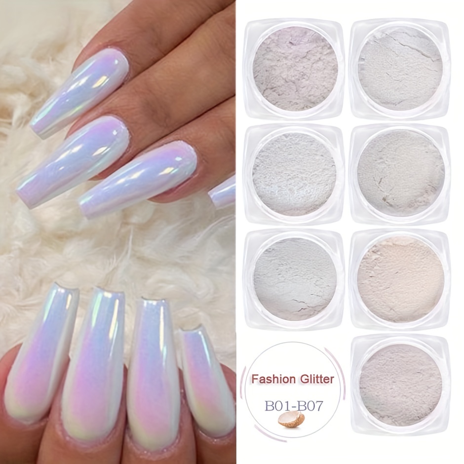 10pcs/Set Nail Powder Pigment Rubbing On Nail Art Glitter Dust Chrome  Manicure Holographic Decorations