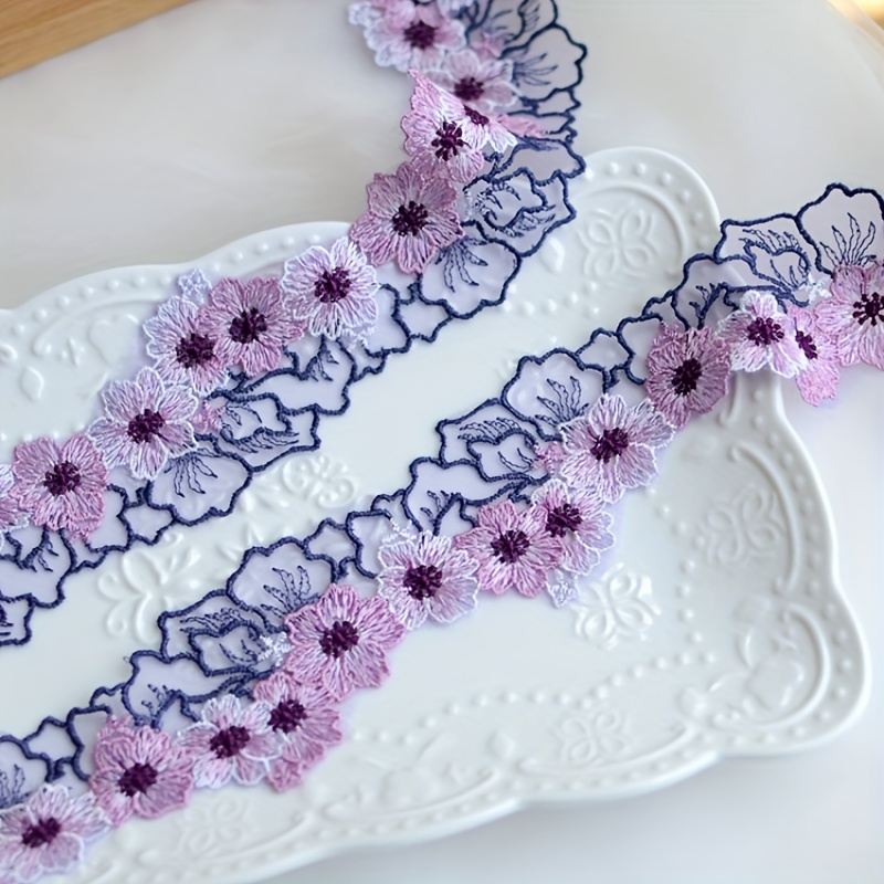 White Lace Trim Embroidery Small Floral Mesh Ribbon For - Temu