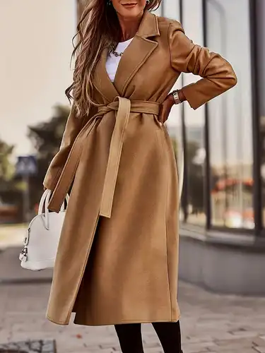 Plus Size Eleganter Mantel, Damen Plus Solid Langarm Reverskragen Longline  Wollmantel Mit Taschen - Temu Germany