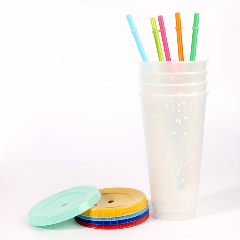 23.6oz Color Changing Cups with Lids and Straws Plastic Cups Reusable  Tumbler with Lid and