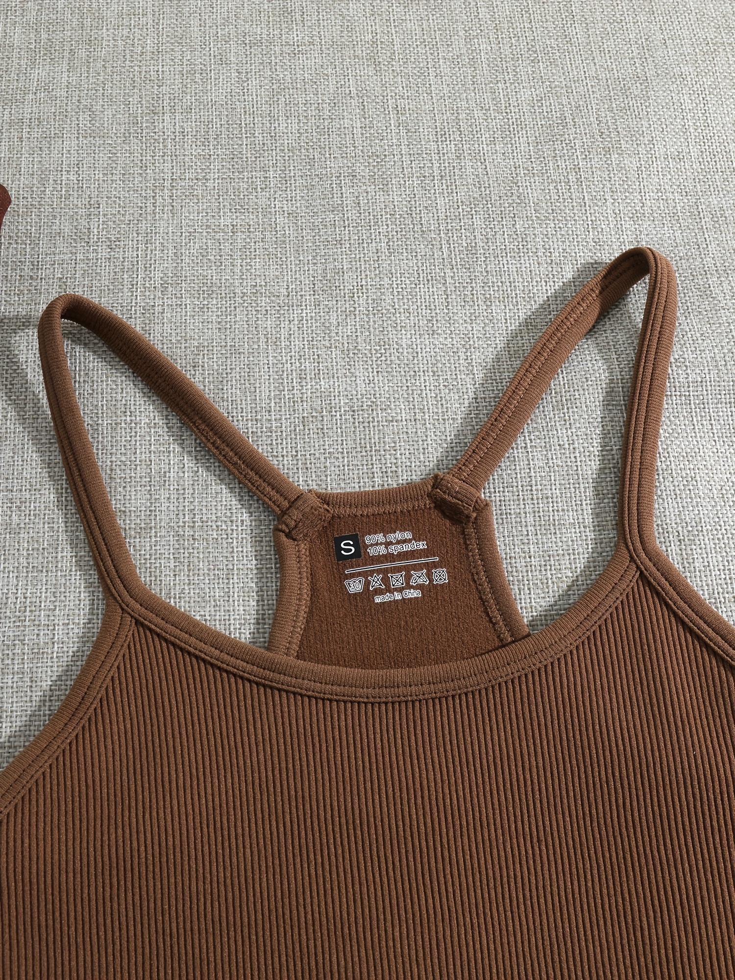 Brown Ribbed Sports Bras