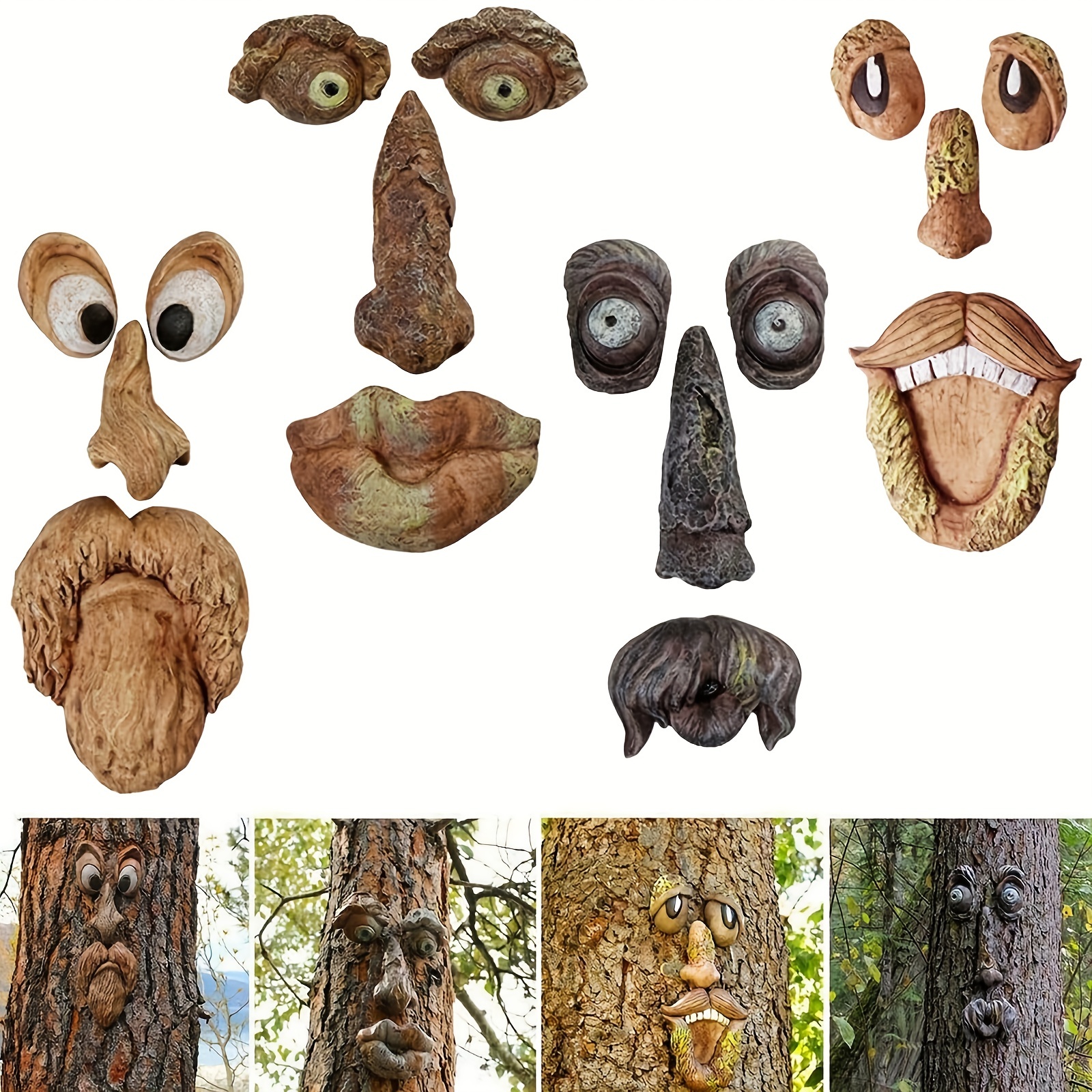 1set Décoration de visages d'arbres extérieurs Statue de - Temu France