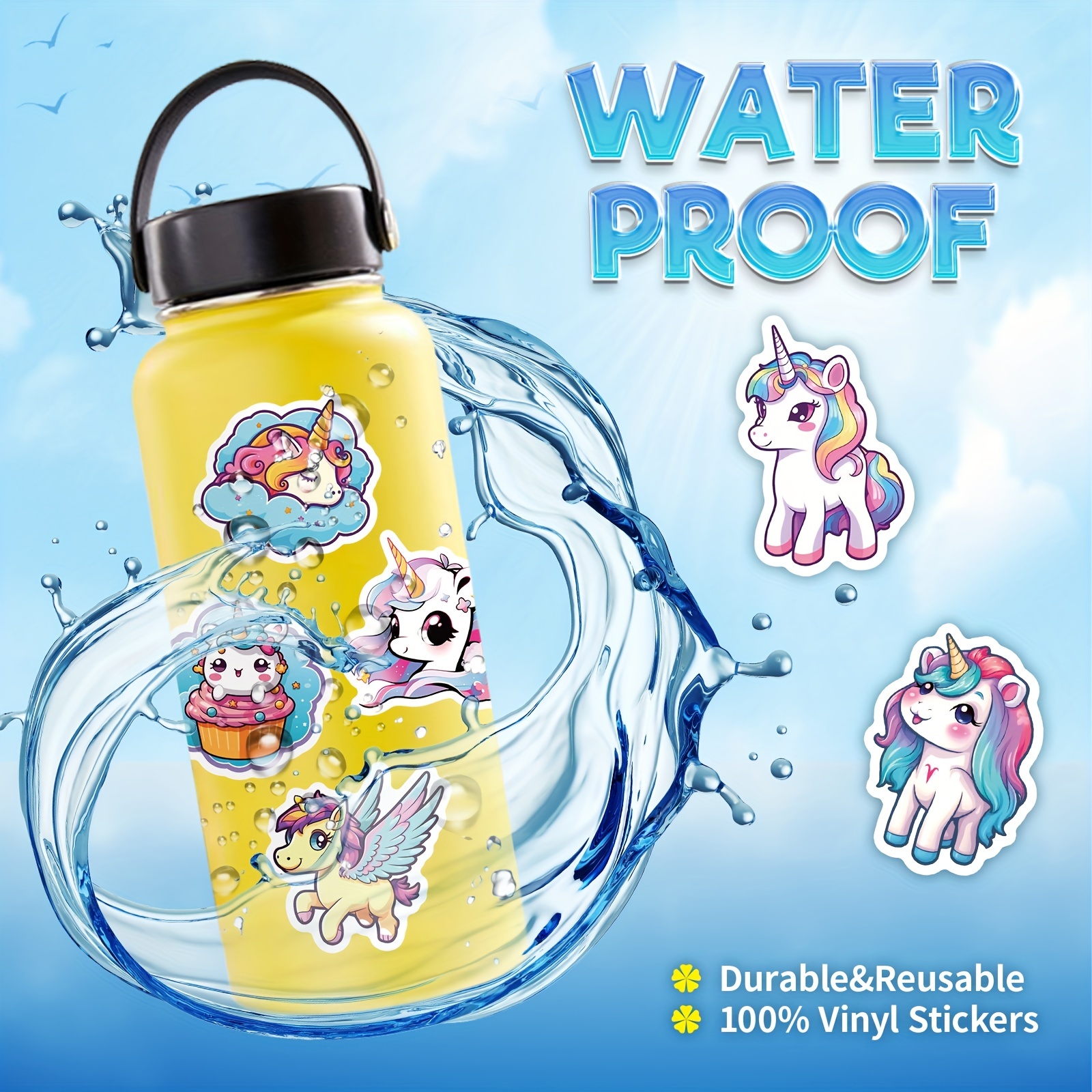 Unicorn Stickers Waterproof Vinyl Stickers For Water Bottles - Temu