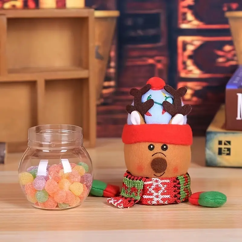 1pc, Christmas Candy Jars, Santa Elk Snowman Ornament Plastic
