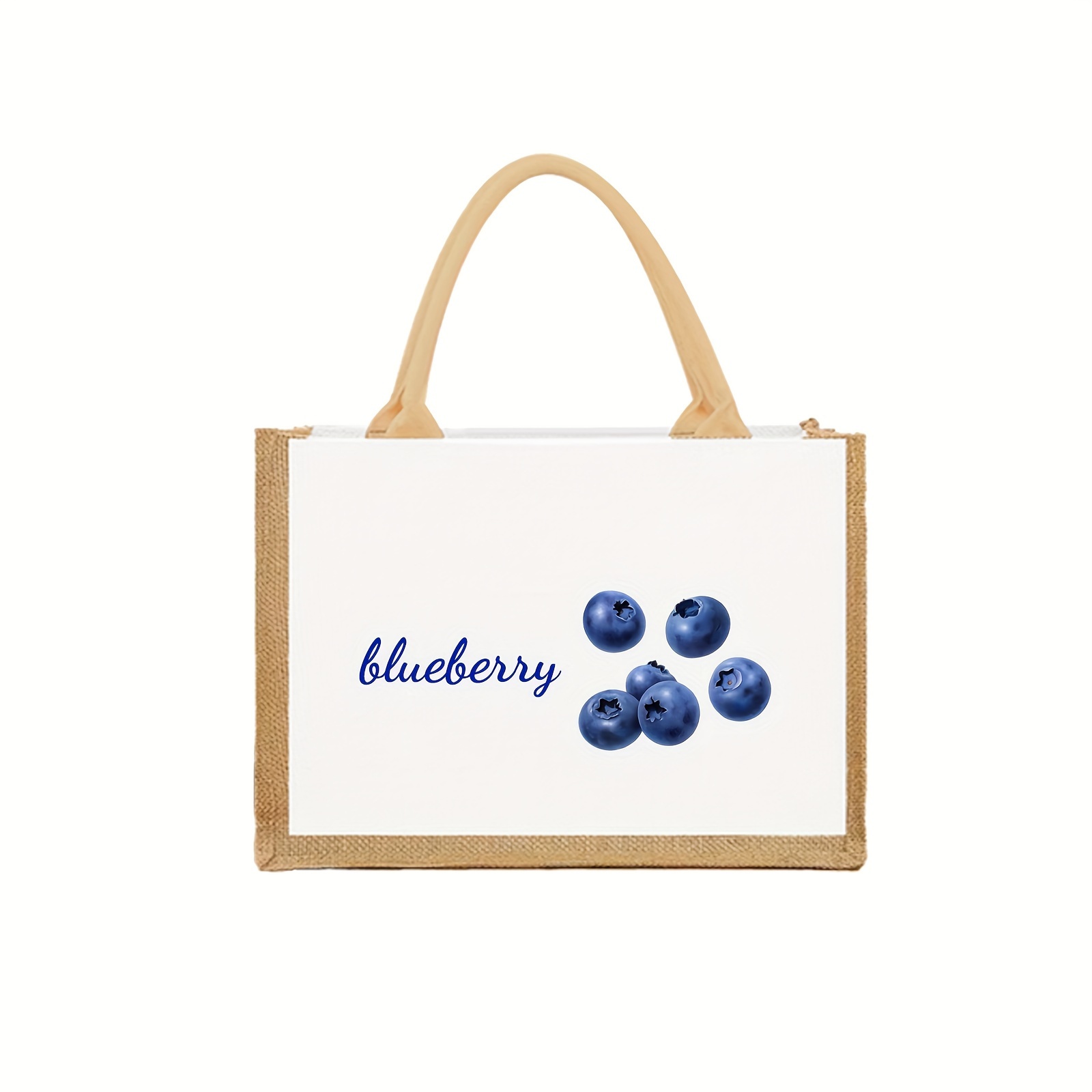 

1pc Men's Customized Blueberry Canvas Tote Bag, Capable For Name And Other Information, Assorted Font Style Available, With Waterproof Layer Inside Simple Outdoor Handbag
