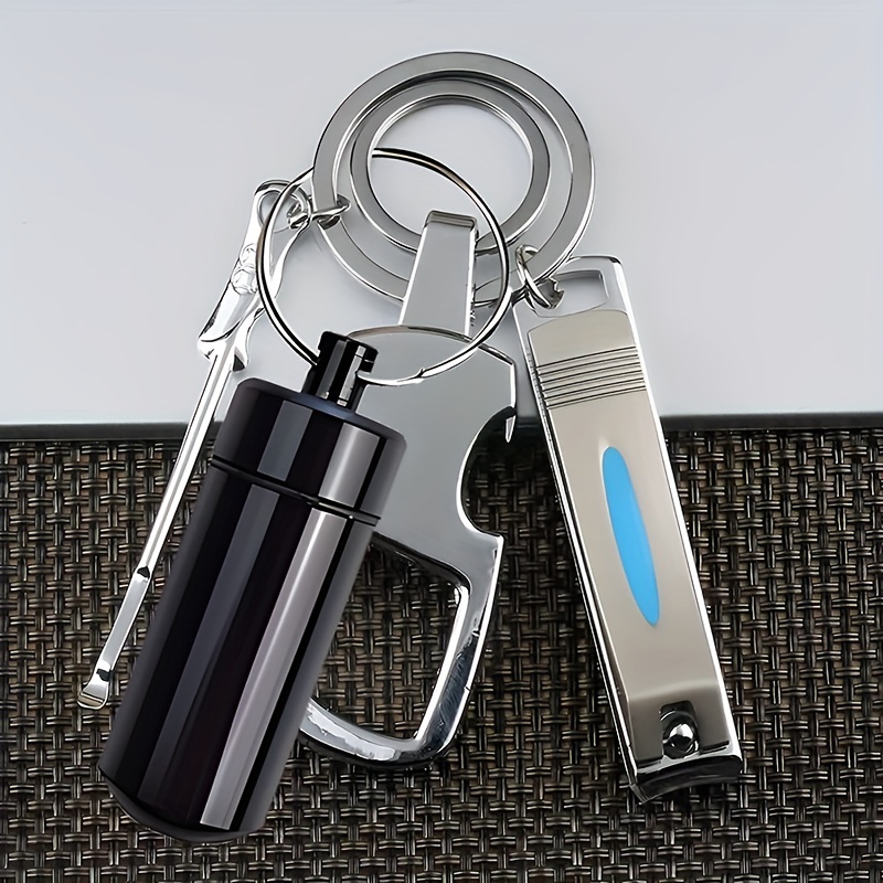 Keychain Pill Holder Mini Stainless Steel Pill Bottle Edc - Temu