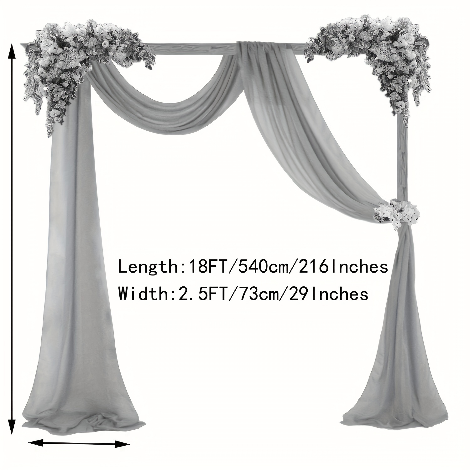Wedding Arch Draping Fabric Dusty Blue Chiffon Fabric Wedding Arch Drapery  2 Pan