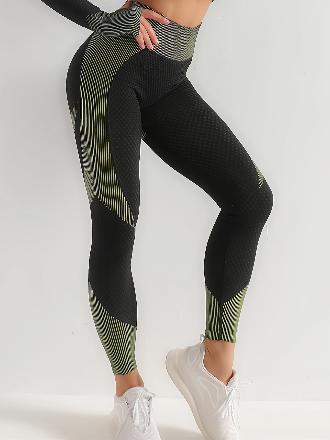 Solid Color Seamless High Stretch Sports Leggings Running - Temu