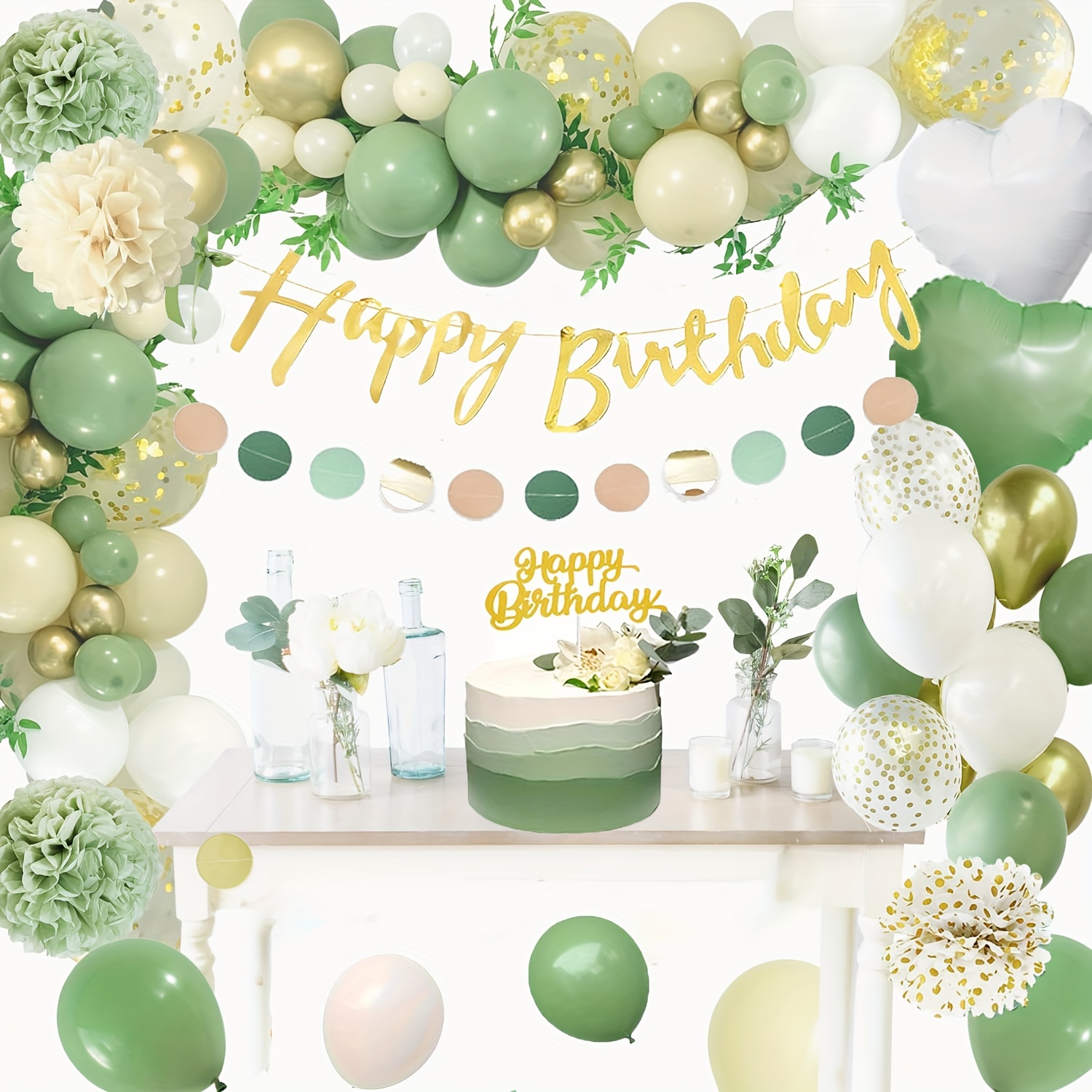 Decoraciones de fiesta de cumpleaños número 60 para mujer, globos de  confeti dorado dorado y verde azulado para decoración de cumpleaños 60,  pancarta