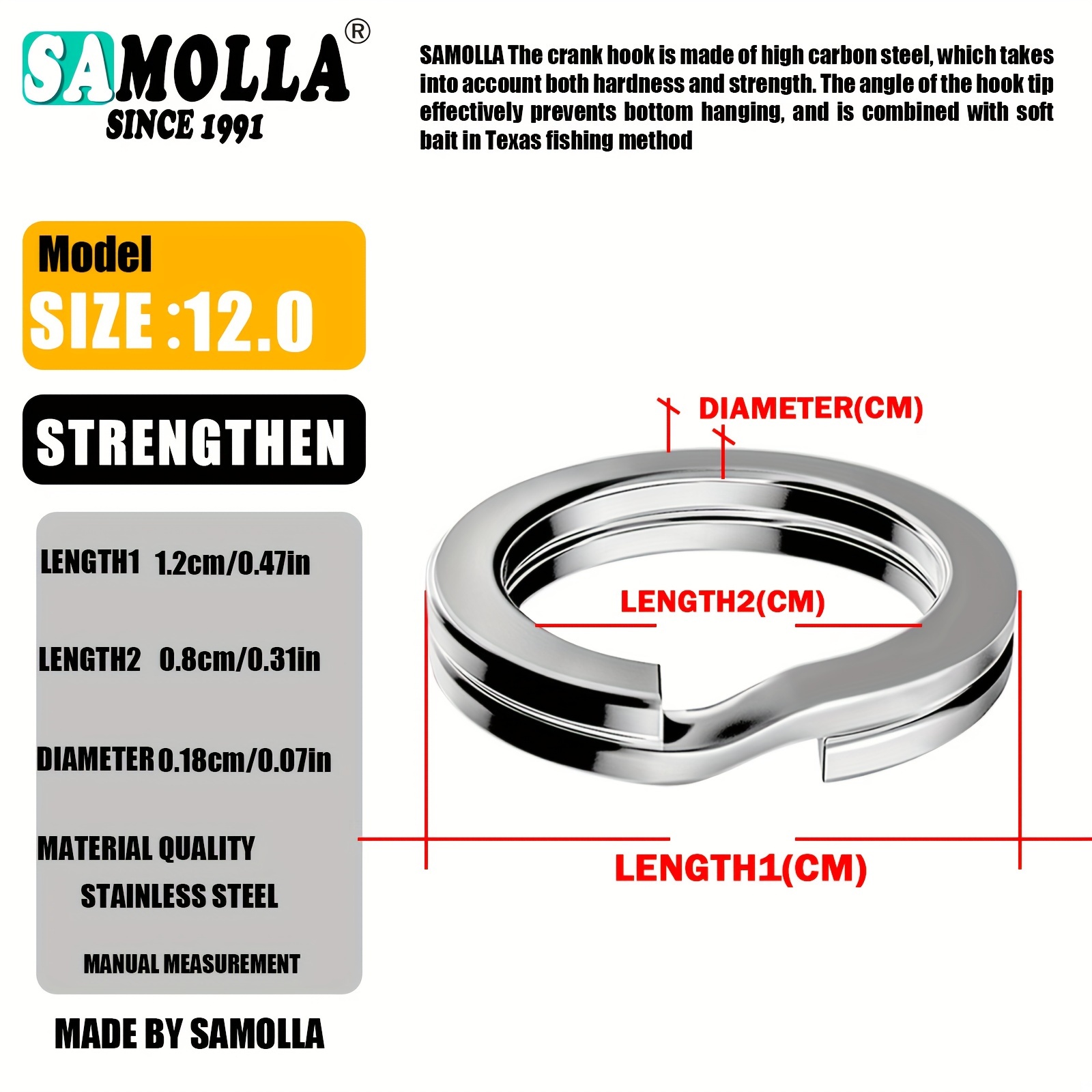100pcs High Strength Stainless Steel Flat Fishing Double Ring Reinforced Thickened Super Pull Fishing Connection Ring