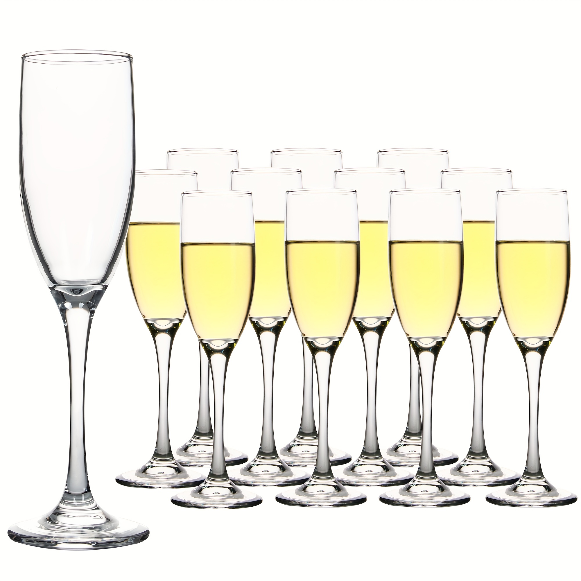 6pcs 12pcs Classic Classy Clear Champagne Flutes Set Of 6/12, 6 Oz Elegant  Stemmed Champagne Glasses, Lead-free Drinkware Set, Sparkling Wine Glass