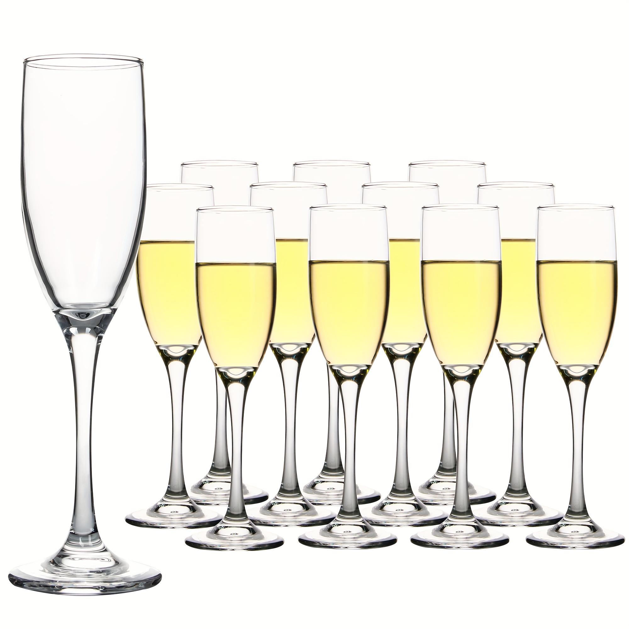 Classic Champagne Flutes, Set of 12, 6 Oz Premium Stemmed