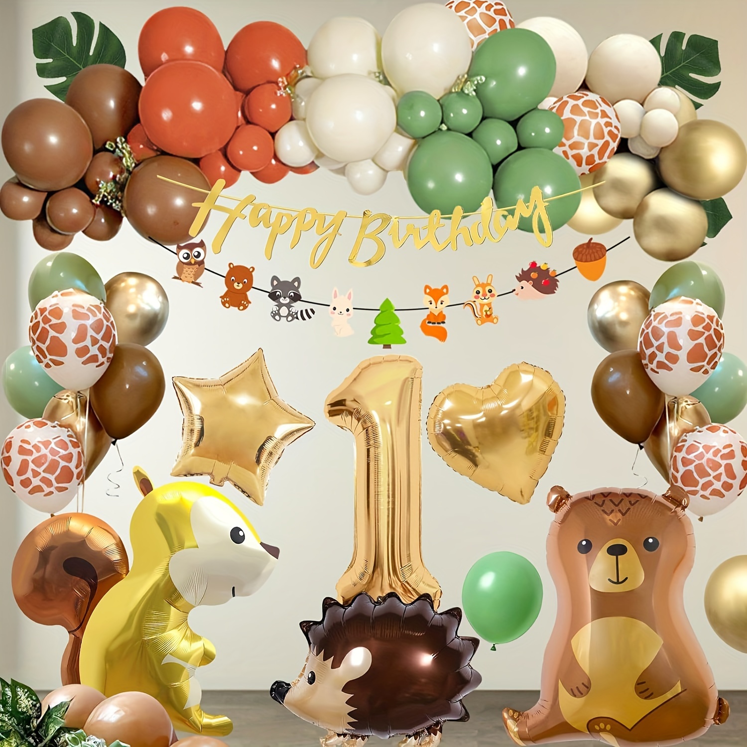 Palloncini Compleanno Giungla,Decorazioni Compleanno Bambino di Happy  Banner di Compleanno Palloncini Giungla in Lattice e Safari Palloncini  Animali