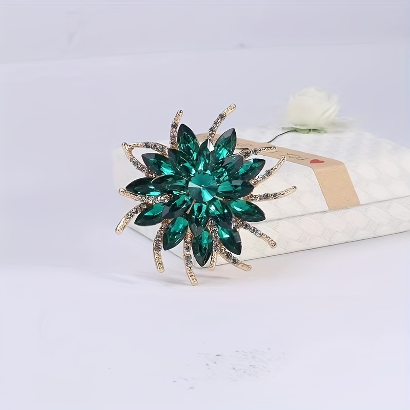 Colorless Brooch Crystal Flower Shaped With Shiny - Temu