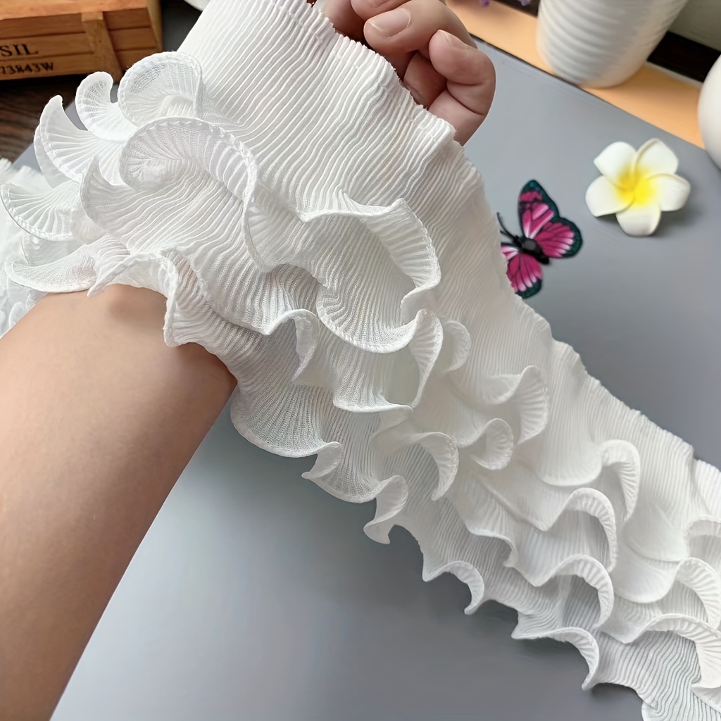 Chiffon Trimming Lace Ruffle Frilly Ribbon Edging Pleated DIY Sewing Craft  Multi