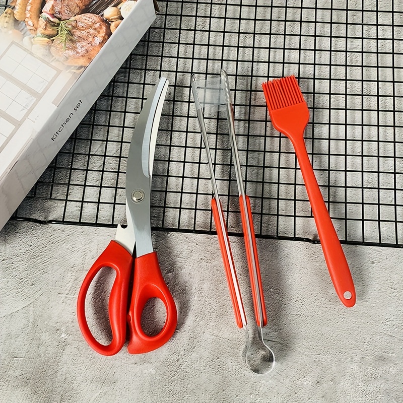 Barbecue Tool Set, Korean Barbecue Tool With Scissors Tongs Oil Brush