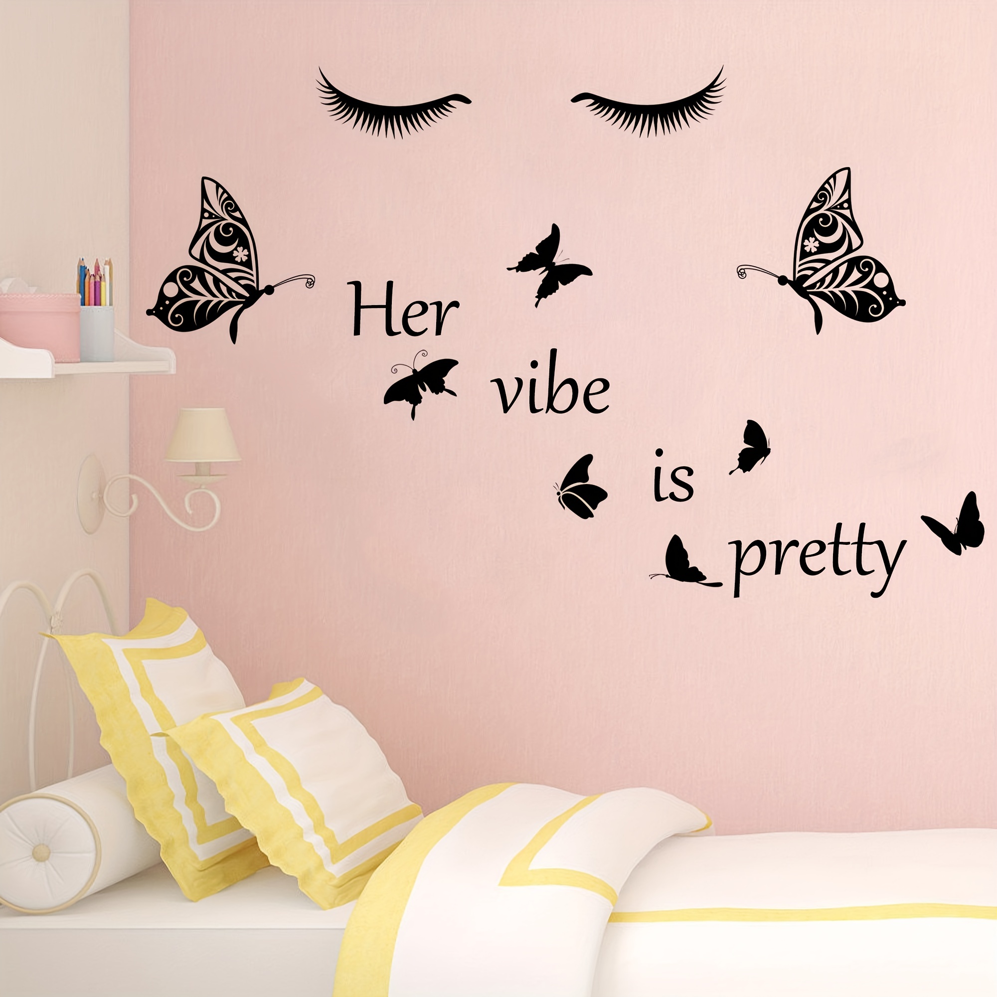 1pc Fille Papillon Autocollant Mural Citation Inspirante - Temu Belgium