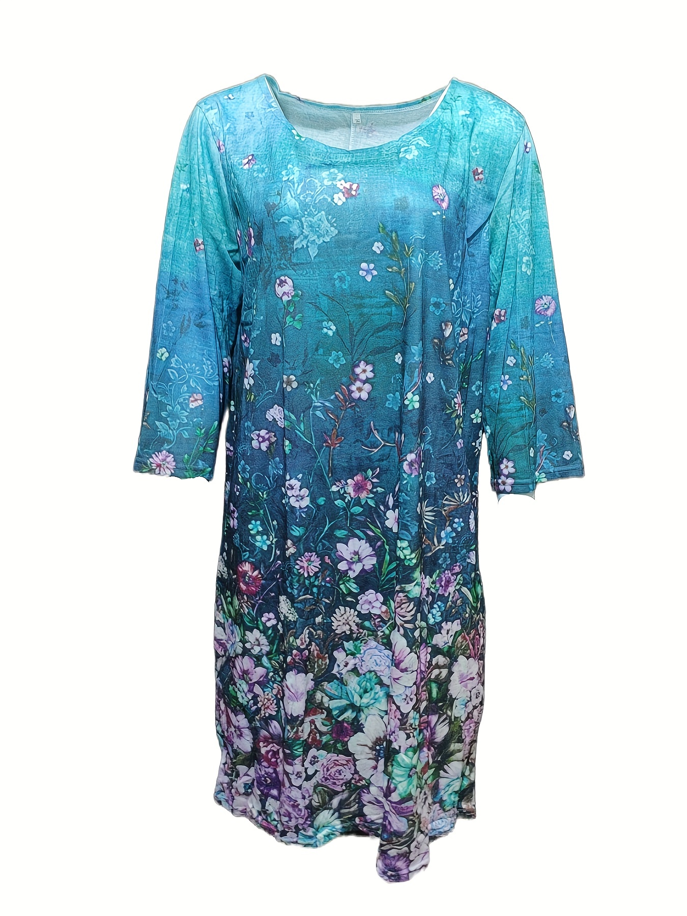 Haljine s nasumičnim cvjetnim printom, ležerne haljine s V izrezom s pola rukava, ženska odjeća