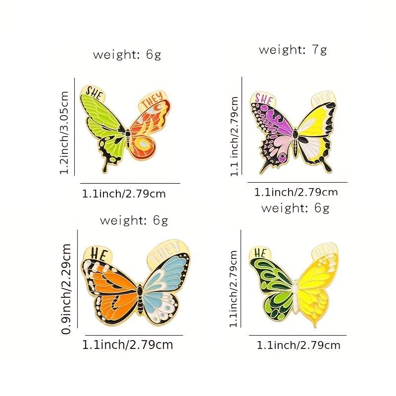 5 Colors Shining Exquisite Butterfly Design Alloy Enamel - Temu Australia