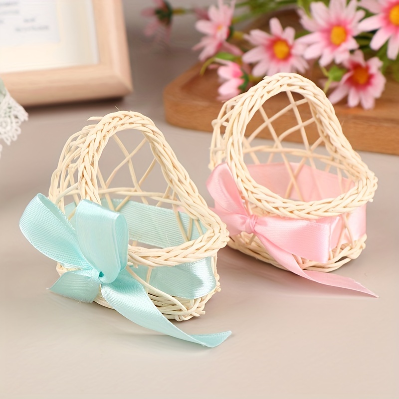 Mini Rattan Weaving Simulation Basket Model Toys for Doll House