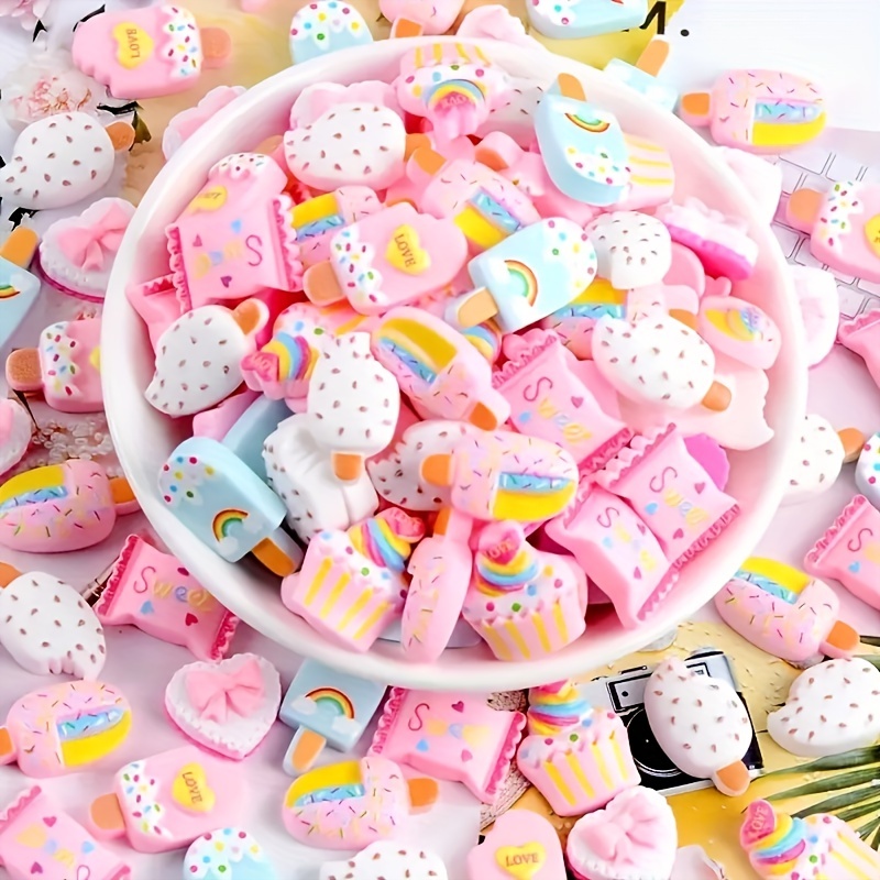 3d Lovely Candy Ice Cream Design Resin Flat Back Nail Art - Temu