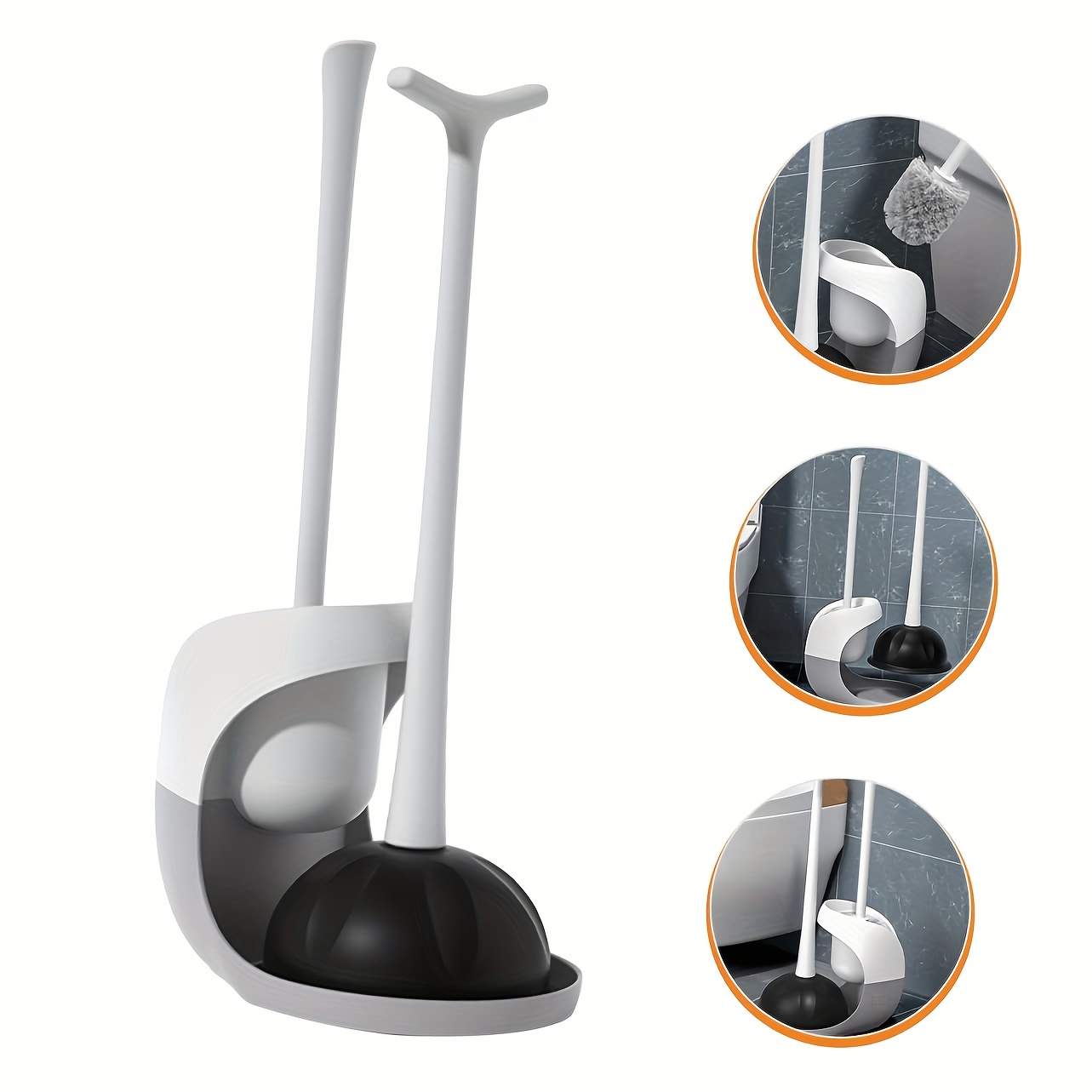 1 Toilet Brush And Plunger With Holder Set Heavy Duty Toilet - Temu