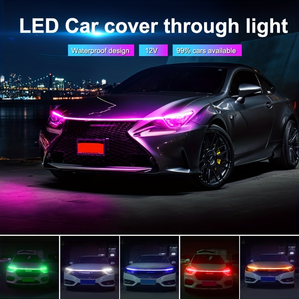Led Hood Light Strip For Car Exterior Flexible Car Hood - Temu