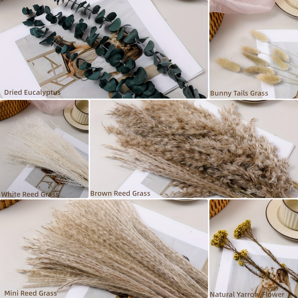 Musunny Natural Dried Flower Bouquet,17 Dried Flowers for