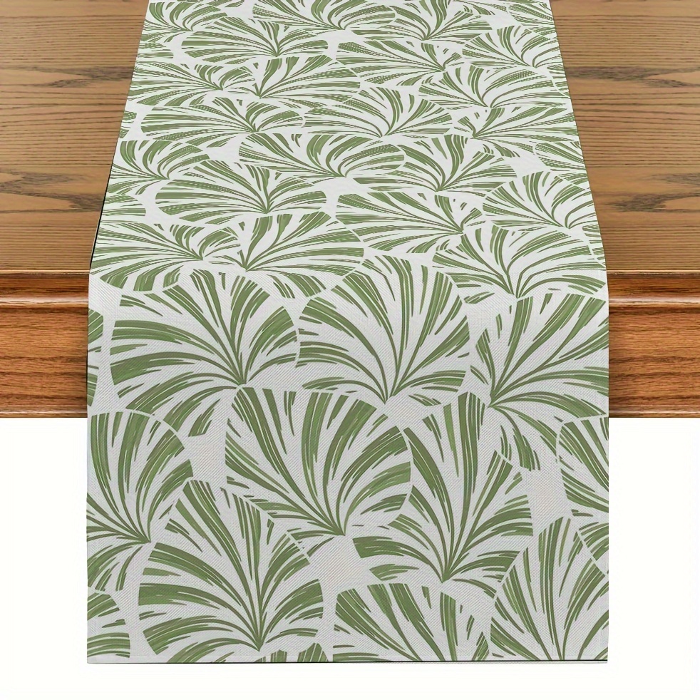 

1pc, Table Runner, Small Fresh Style Decorative Table Runner, Green Plants Pattern Table Runner, Spring Theme Seasonal Table Runner, Dining Table Decor, Room Decor