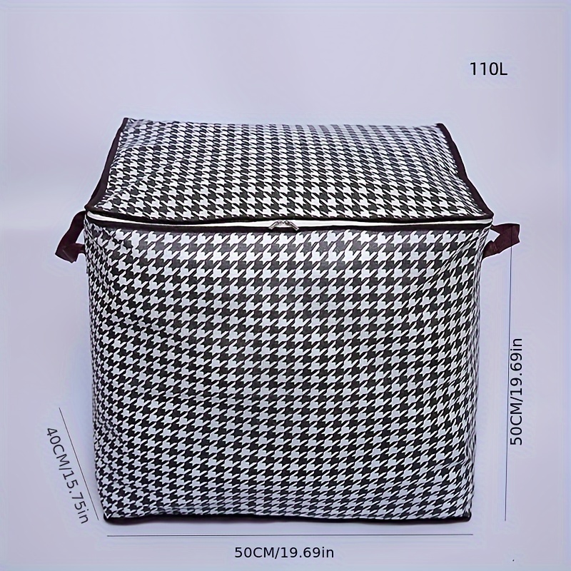 Houndstooth Blanket Storage Bags With Zipper Foldable - Temu