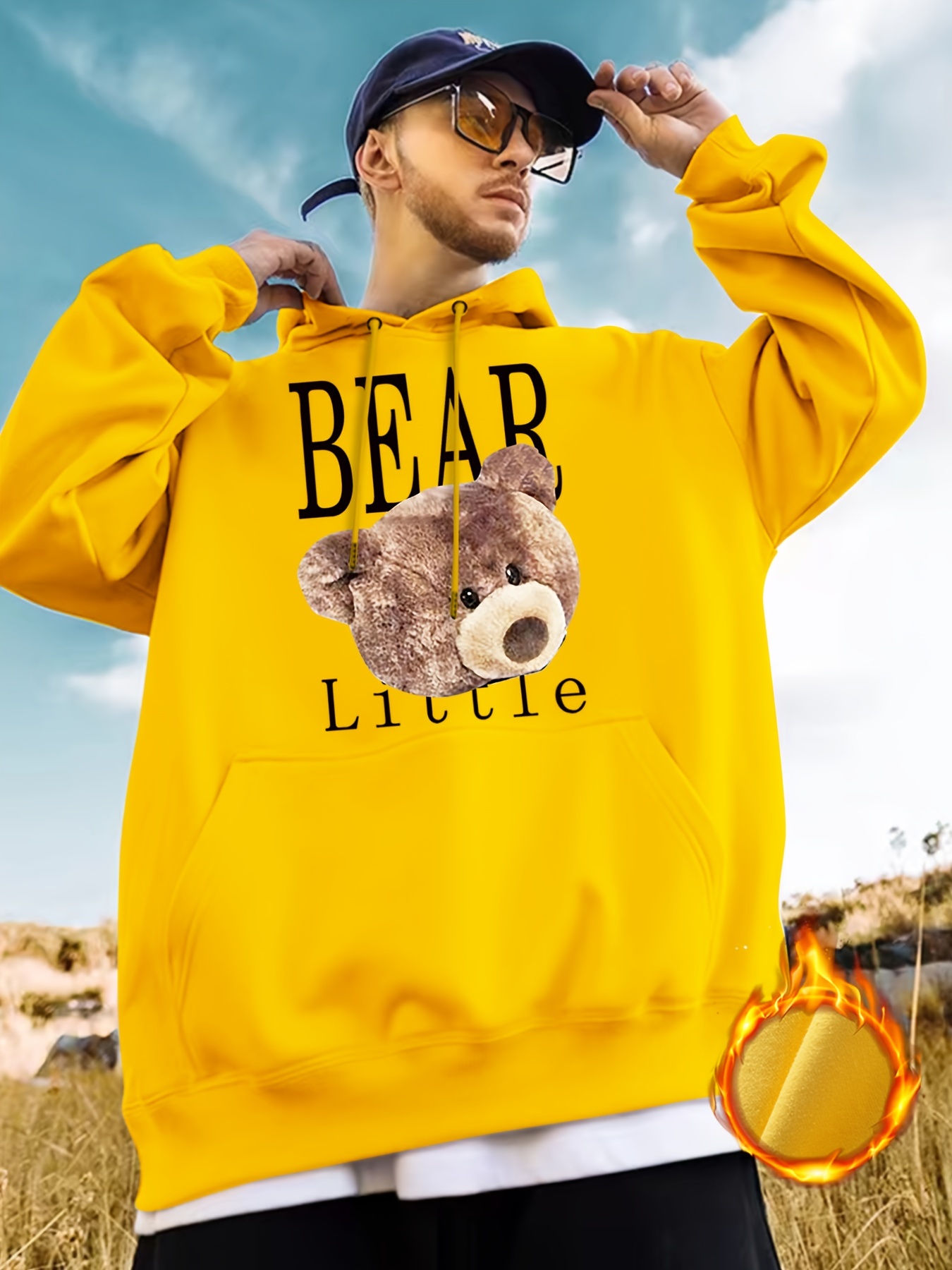 Men's Long Sleeves Pocket Baseball Collar Teddy Bear Print Jacket - Temu  Bahrain