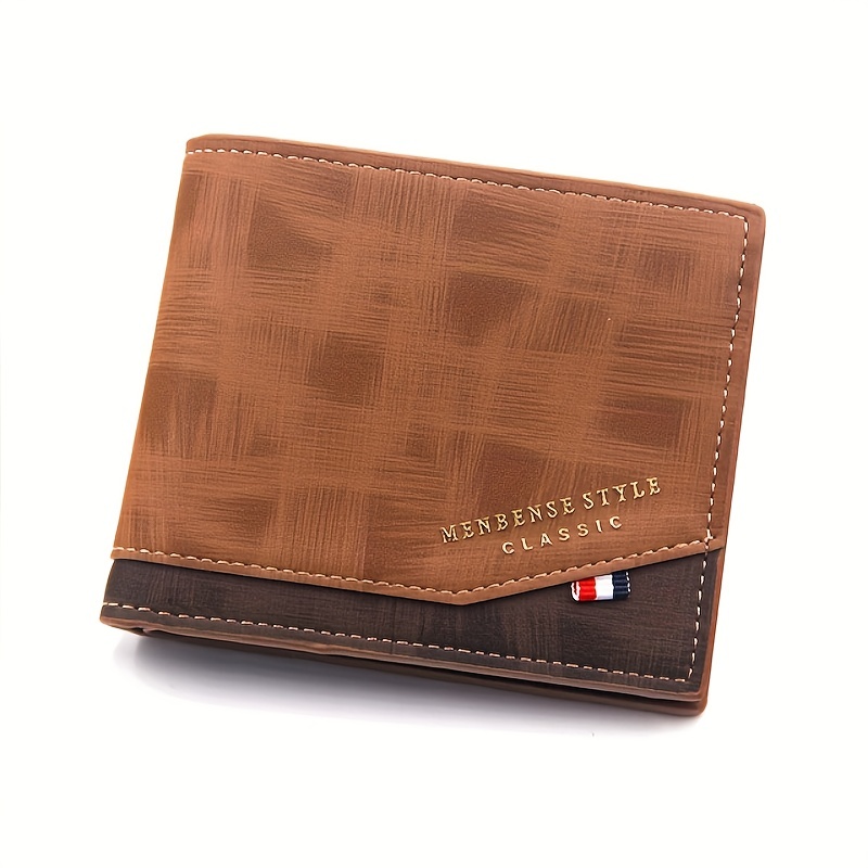 Men's Leather Short Wallet Large Capacity Card Holder Horizontal Wallet