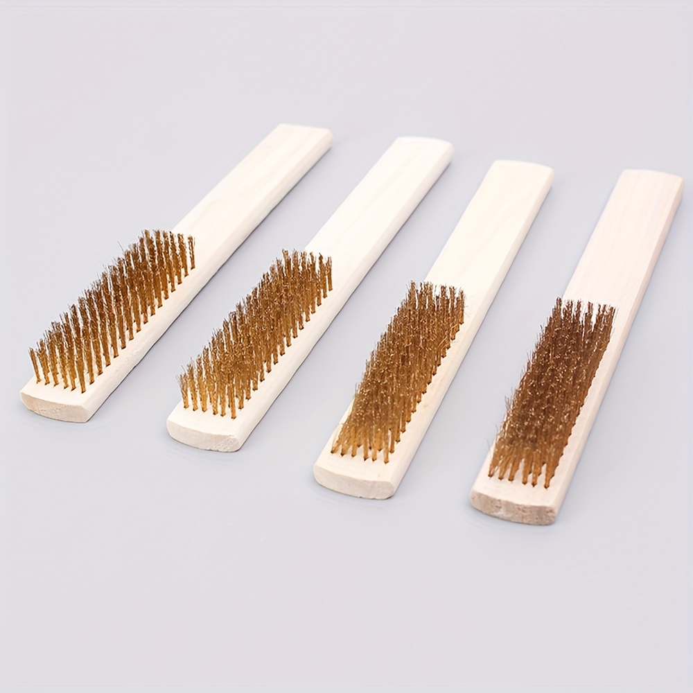 6 Inch Wood Handled Scratch Brush Brass Bristles