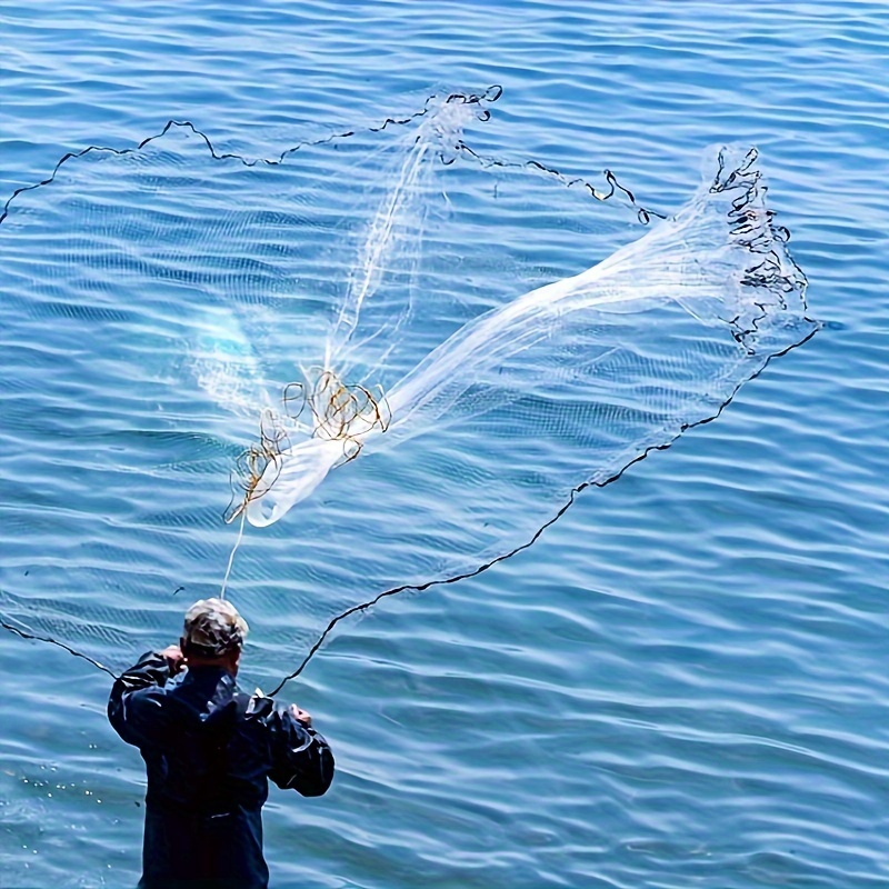 Fishing Cast Net 3/8in Mesh 7FT Aluminum Frisbee Heavy Sinker Bait Trap  Fish Throw Nets 