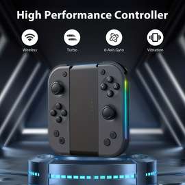 7 color controller for led joycons for switch oled lite switch joy con support wake up function six axis and turbo function with straps and grip