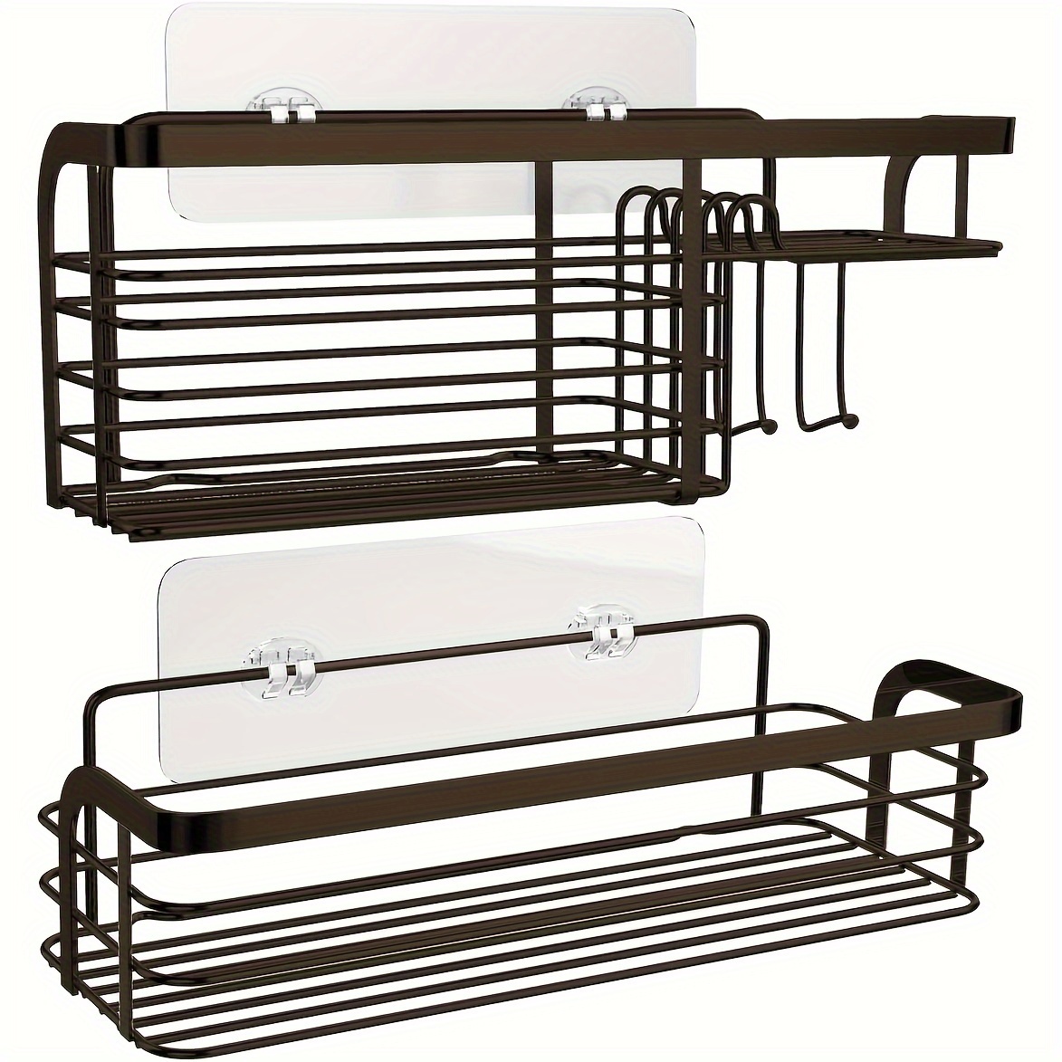 Shower Caddy Adhesive Basket Shelf With Hooks Shower - Temu