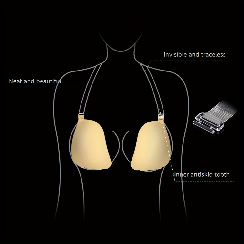 Adhesive Bra Women 𝙸nvisible Push Up Strapless Breast Lift Breast Lifting  Silicone Bra (Black, B)