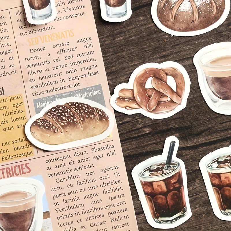 Boxed Stickers Bread Coffee Lovers Series Handbook Diy - Temu