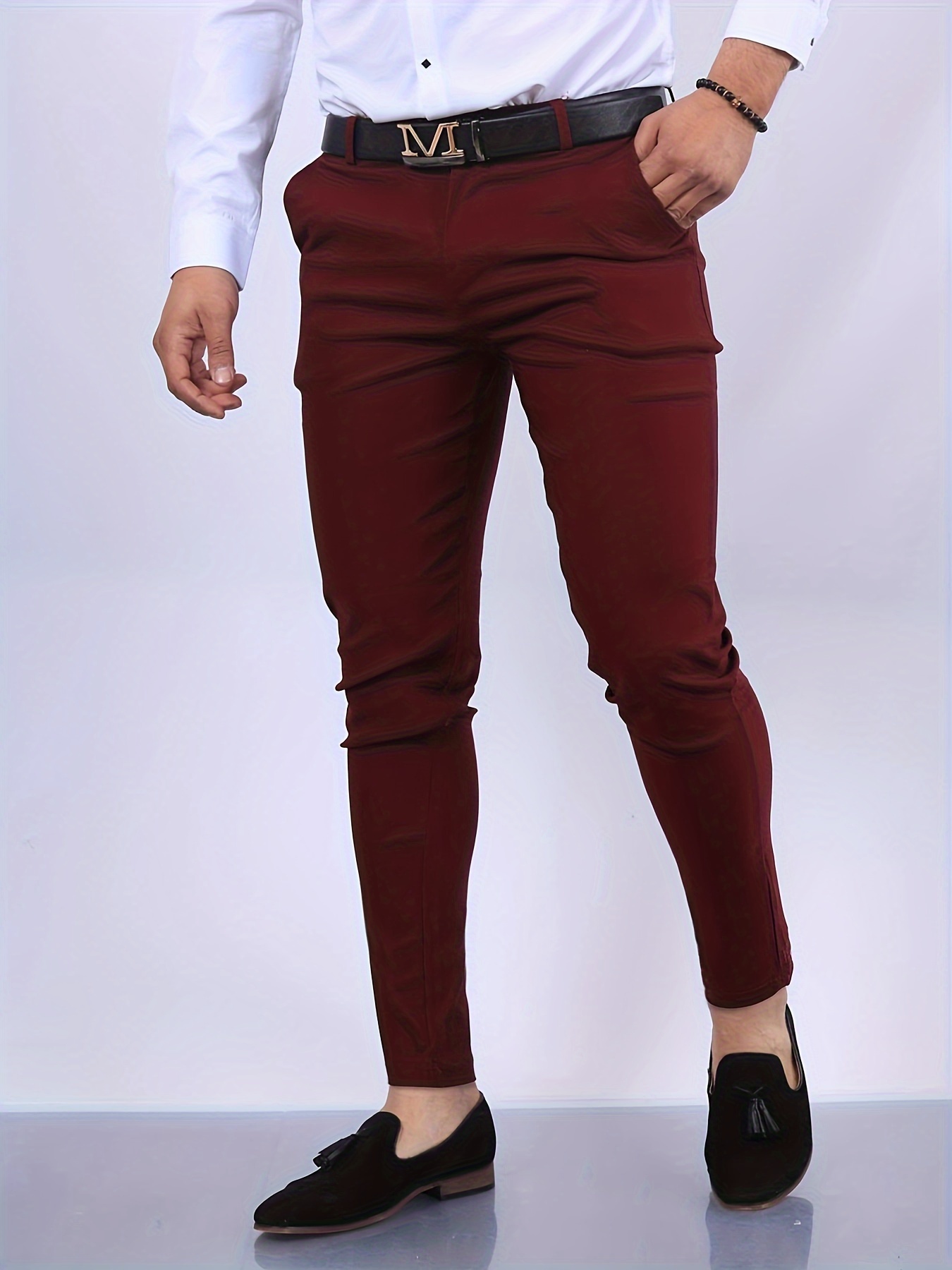 Match - Pantalón casual para hombre, ajustado, cónico y elástico